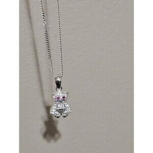 Genuine 925 Sterling Silver   Pendant bear  Necklace Women's Jewelry